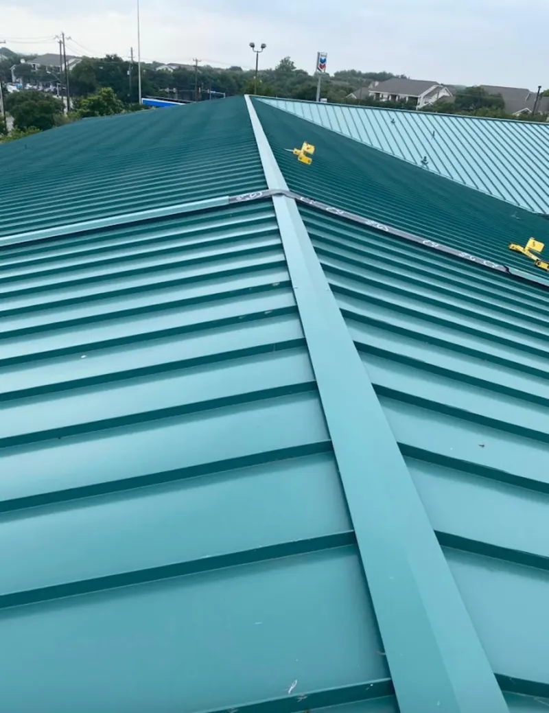Green commercial metal roof ridge and valley for Metal Roof Repair in McKeesport